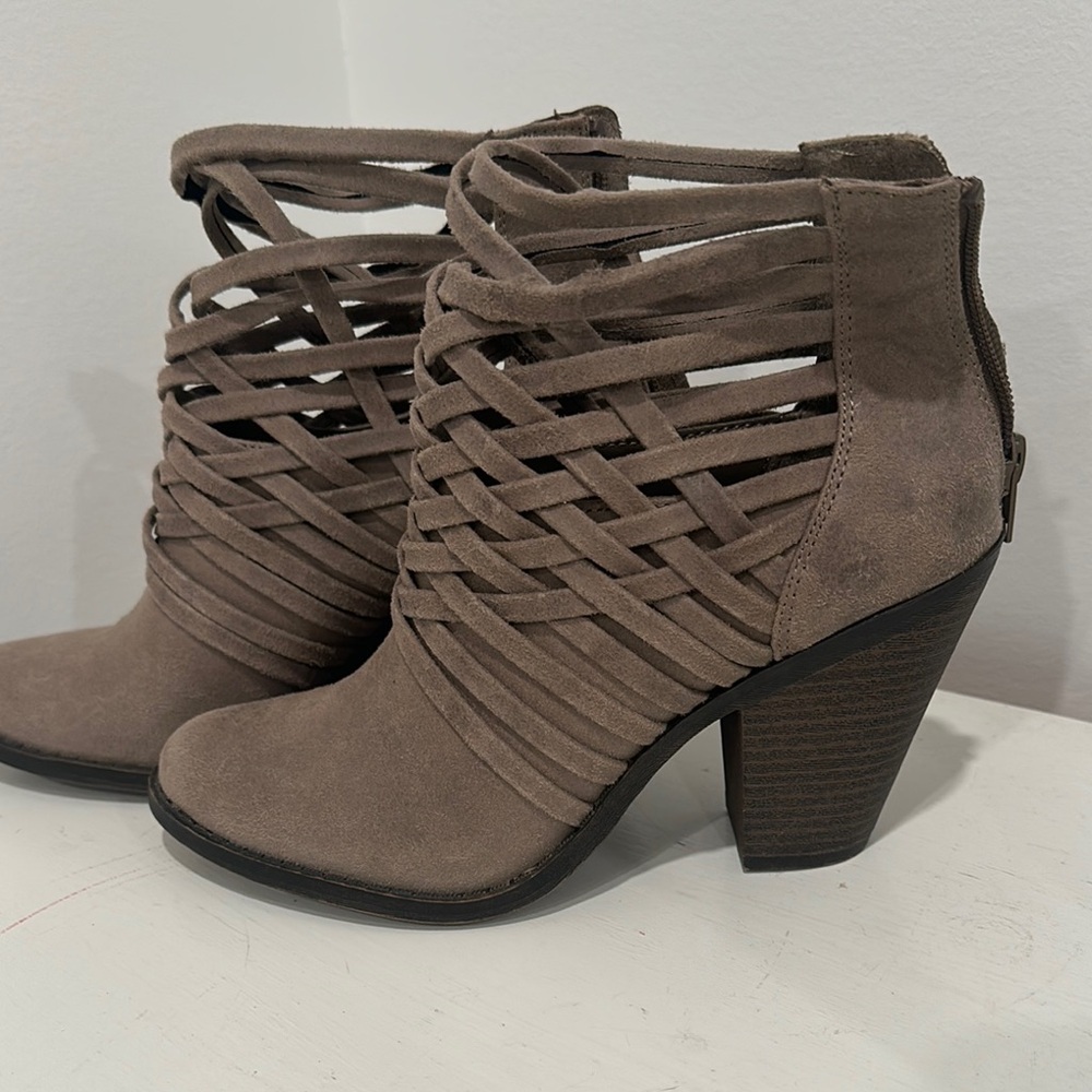 Women's Strappy Heeled Ankle Boots - Brown